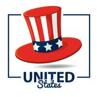 Isolated traditional hat with stripes and star shapes United States Vector