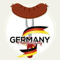 Isolated fork with german sausage and flag of Germany Vector