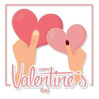 Valentine day template pair of hands holding heart shapes Vector