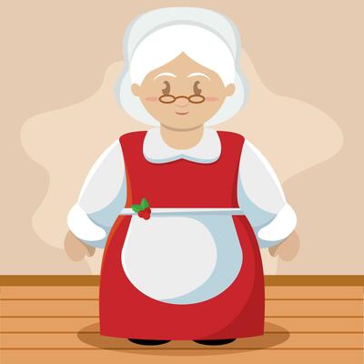 Isolated cute miss claus christmas character Vector