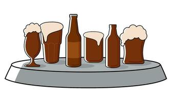 Group of beer glasses and bottles icon Vector