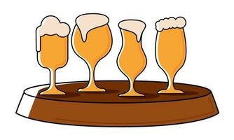 Group of beer glasses with foam icon Vector