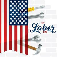 Colored labor day template with construction tools Vector