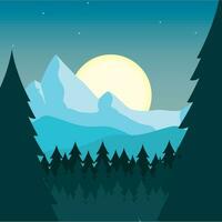 Colored natural landscape with trees Vector