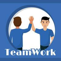 Pair of men doing a high five Teamwork concept Vector