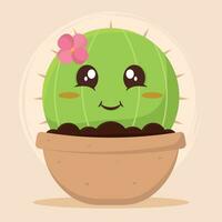 aislado linda cactus interior planta personaje vector