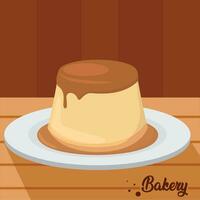 Isolated flan bakery product on a table Vector