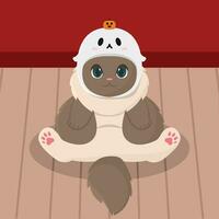 Isolated cute cat pet with a bear costume Vector