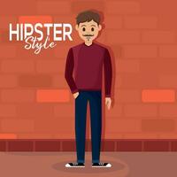 Isolated handsome male hipster character Vector