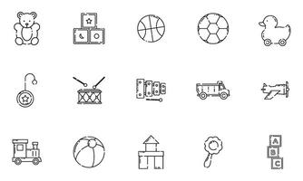 Set of different flat toy icons Vector