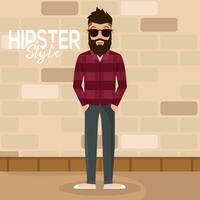 Isolated handsome male hipster character Vector