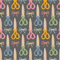 Seamless pattern with closed scissors and threads. Female hobby concept vector