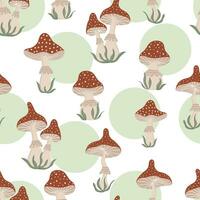 Seamless pattern with Amanita. Autumn design with mushrooms. Thanksgiving and harvest concept. Modern print for fabric, textiles, wrapping paper vector