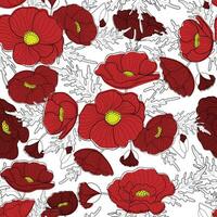 flores sin costura modelo. rojo amapolas en blanco antecedentes. floral impresión para textil, fondos de pantalla, tela y envase papel. vector