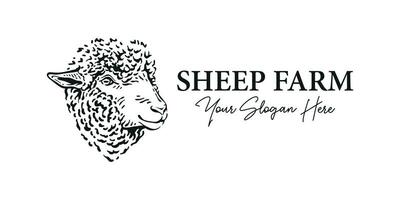 Awesome sheep head illustration vintage logo vector portrait lamb face sketch drawing