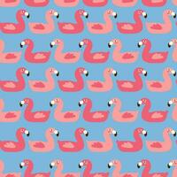 Rubber circle for swimming in the pool and the sea in the shape of a flamingo vector seamless pattern