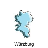 Map City of Wurzburg, World Map International vector template with outline illustration design