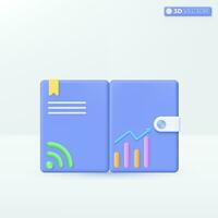 Wallet and wifi with graph icon symbols. payments, online banking, money transfers concept. 3D vector isolated illustration design. Cartoon pastel Minimal style. Used for design ux, ui, print ad.