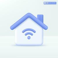 Smart home with wi-fi  icon symbols. Remote control wireless, building technology concept. 3D vector isolated illustration design. Cartoon pastel Minimal style. Used for design ux, ui, print ad.