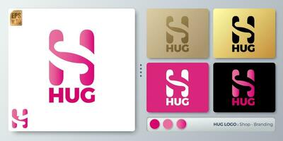 hug vector illustration minimal Logo design. Blank name for insert your Branding. Designed with examples for all kinds of applications. You can used for company, indentity, healthcare, nursing home.