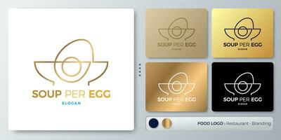 Soup per Egg illustration Logo design isoleted. Blank name for insert your Branding. Designed with examples for all kinds of applications. You can used for company, indentity, restaurant, noodle shop. vector