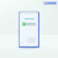 Vertical notebook icon. Journalist writes for newspapers or news websites to be broadcast concept. 3D vector isolated illustration design. Cartoon pastel Minimal style. For design ux, ui, print ad.