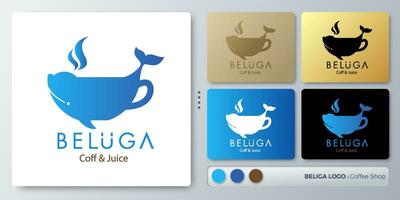 beluga ballena vector ilustración logo diseño. blanco nombre para insertar tu marca. diseñado con ejemplos para todas tipos de aplicaciones usted lata usado para compañía, identidad, café comercio, restaurante.