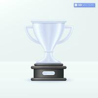 Silver Trophy cup icon symbols. champions rewards ceremony, success, 2rd winner concept. 3D vector isolated illustration design. Cartoon pastel Minimal style. You can used for design ux, ui, print ad.