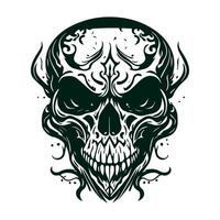 de miedo Clásico calaveras conjunto aislado. cráneo aislado tatuaje. mano dibujado línea Arte vector ilustración. cráneo Clásico diseño. negro y blanco. horizontal vector tatuaje colocar. resumen cráneo tatuaje. foto