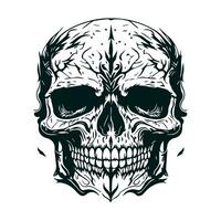 Scary vintage skulls set isolated. Skull isolated tattoo. Hand drawn line art vector illustration. skull vintage design. Black and white. Horizontal vector tattoo set. Abstract skull tattoo. photo