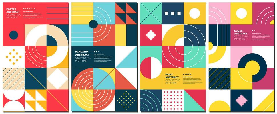 Abstract geometric bauhaus artwork. Simple brutalist shapes collage poster. Memphis colorful pattern. Retro brutalism style modern trendy graphic placard. Vintage postmodern art vector eps print