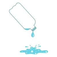 plastic bottle with water that spills out. Clean water clip art vector