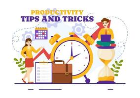 Productivity Tips and Trick Vector Illustration with Marketing Product for Effective Advertisement and Promotion Campaign to Boost Brand Recognition