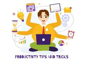 Productivity Tips and Trick Vector Illustration with Marketing Product for Effective Advertisement and Promotion Campaign to Boost Brand Recognition