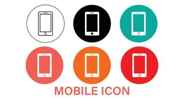 Mobile phone icon smartphone icon in different color vector