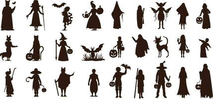 Happy halloween editable vector design element silhouette set isolated on a white background