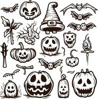 Happy halloween silhouette set collection of halloween vector elements