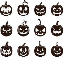 Happy halloween silhouette set collection of halloween vector elements