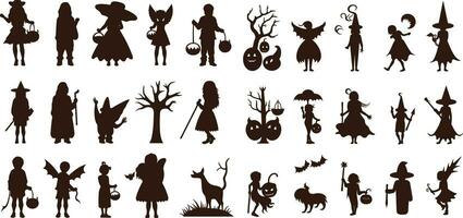 Happy halloween editable vector design element silhouette set isolated on a white background