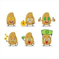 papa dibujos animados personaje con linda emoticon traer dinero vector