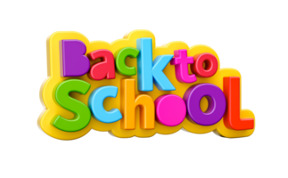 Back to school colorful plastic letters for kids 3d illustration png