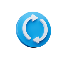 3d Blue Refresh Icon, Reload Icon Symbol, 3d Rotation Arrows, 3d illustration png