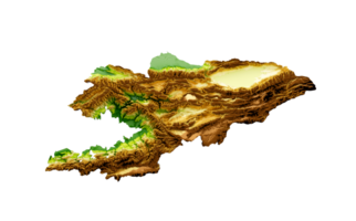 Kyrgyzstan Map Shaded relief Color Height map  3d illustration png