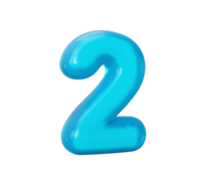 Blue jelly digit 2 Two Jelly colorful alphabets numbers for kids 3d illustration png