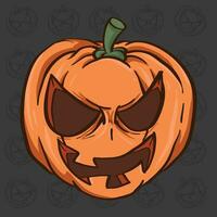 Cute halloween pumpkin head vector illustration. Cute Scary Vector cartoon Illustration. Halloween Pumpkin Lantern cute cartoon illustration.