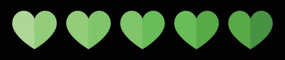 Heart shape eco green icon set with dark background. vector