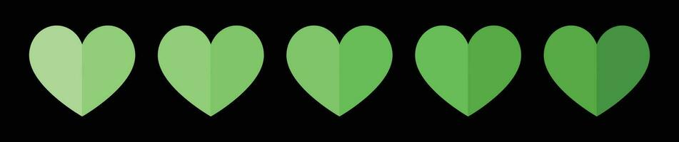 Heart shape eco green icon set with dark background. vector