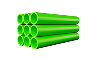 Green PVC pipes Stacked , 3d illustration png