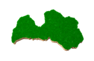 carte de la lettonie coupe transversale de la géologie des sols avec de l'herbe verte et de la texture du sol rocheux illustration 3d png