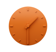 minimal orange klocka halv över ett Klockan abstrakt minimalistisk vägg klocka 3d illustration png